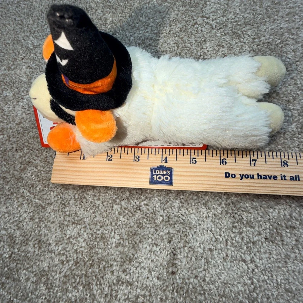 Multipet Lamb Chop Halloween Witch‎ Dog Toy Plush Squeaker 6 Inch White Orange